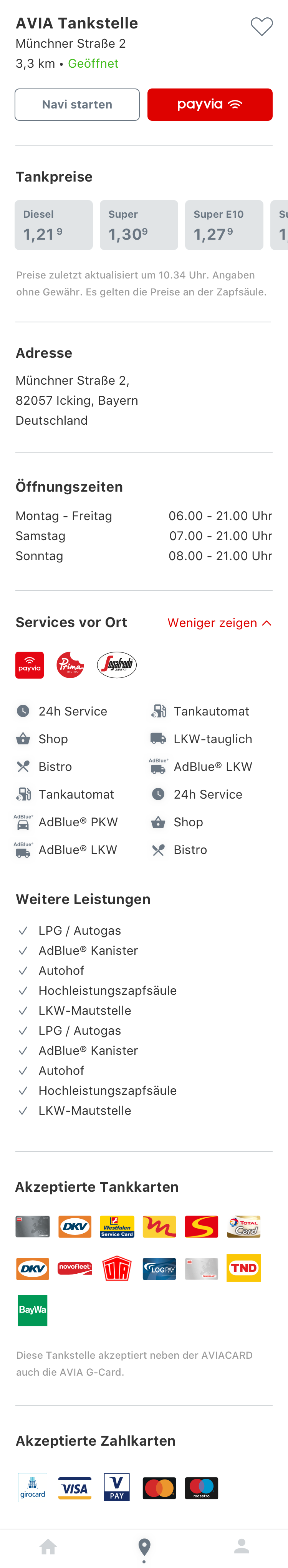 Tankstelle wählen